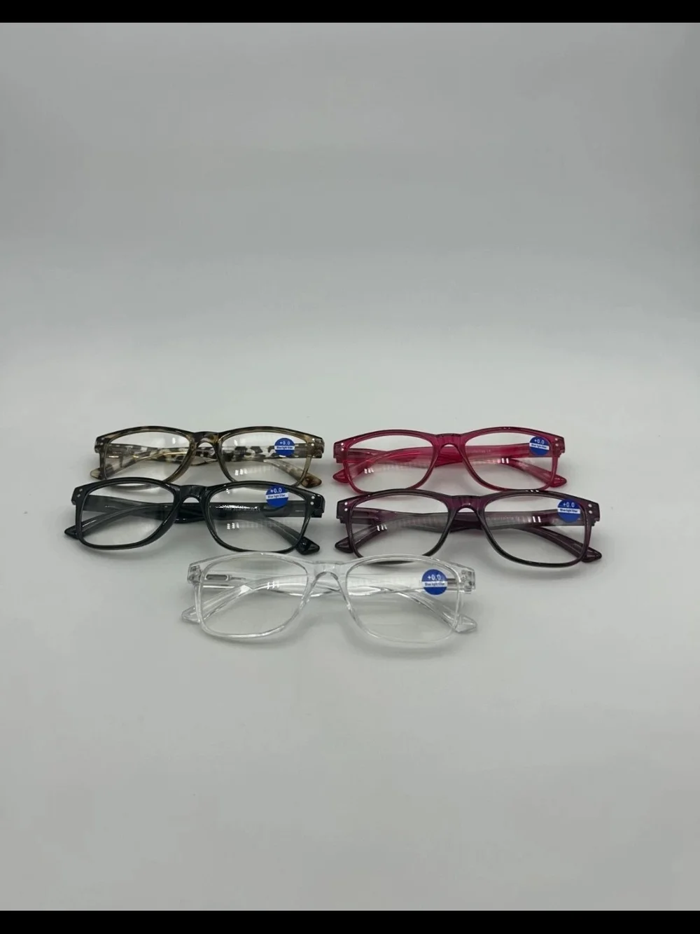 Fetrrc 5PCS 0.0 Non-Prescription Clear Lens Glasses Multi Color Leather Case